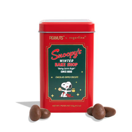 Snoopy's Treats Chocolate-Dipped Biscuits Tin (Peanuts Holiday 2026)